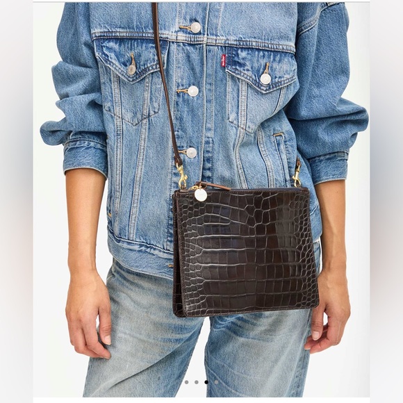 Clare V MARGOT DOUBLE SAC BRETELLE Kalamata Croco - Picture 2 of 11